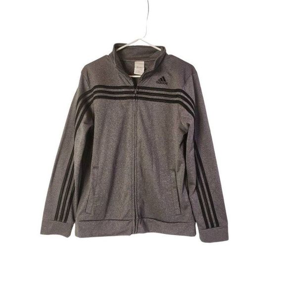 Adidas Adidas boys gray stripe jacket size XL 18/20 - Picture 1 of 6